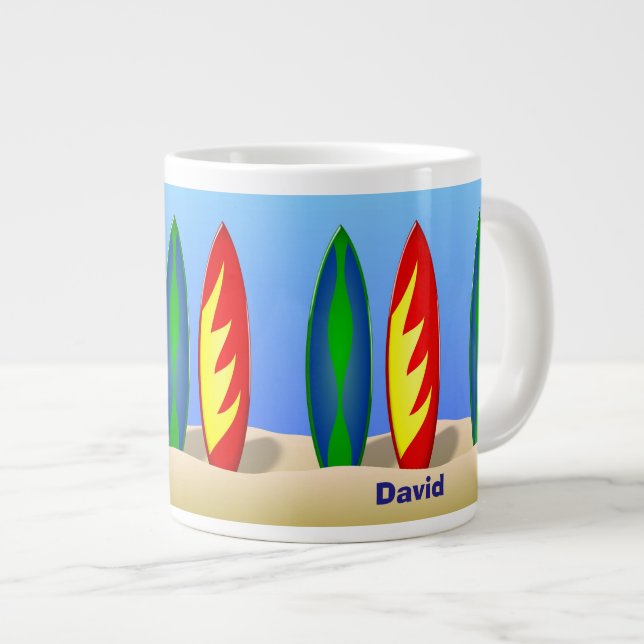 Personalized Surfer Dude   Large Coffee Mug (Front Right)
