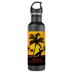 Personalized Surfer surfing chasing the wave Water Bottle