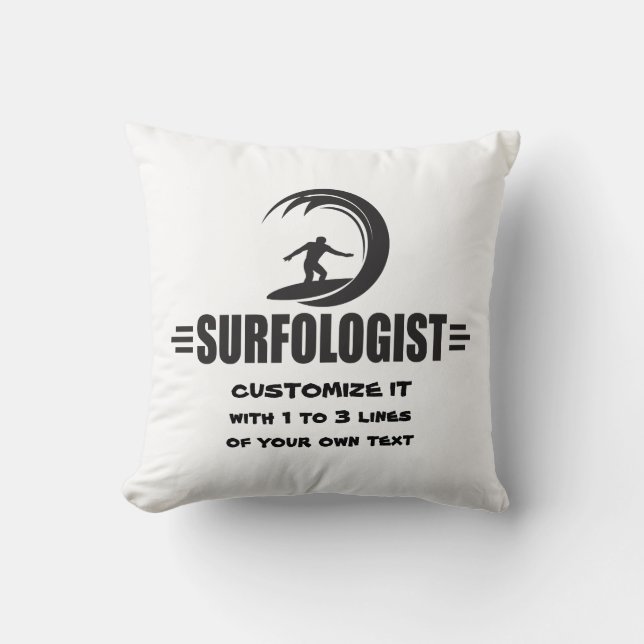 Personalized Surfer Throw Pillow (Front)