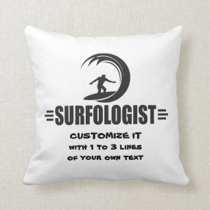 Personalized Surfer Throw Pillow