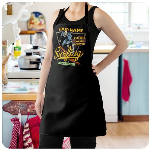 Personalized Surfing Skeleton Ride Waves Surfer  Apron