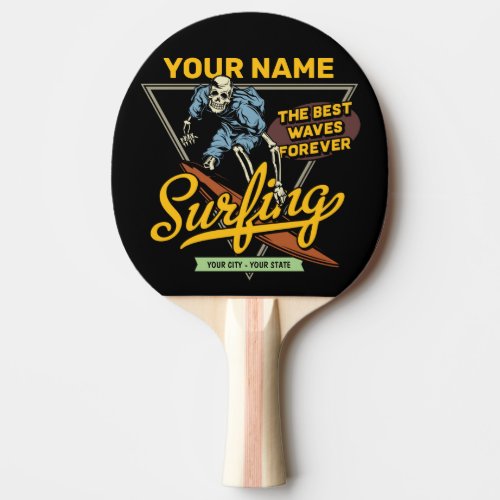 Personalized Surfing Skeleton Ride Waves Surfer Ping Pong Paddle