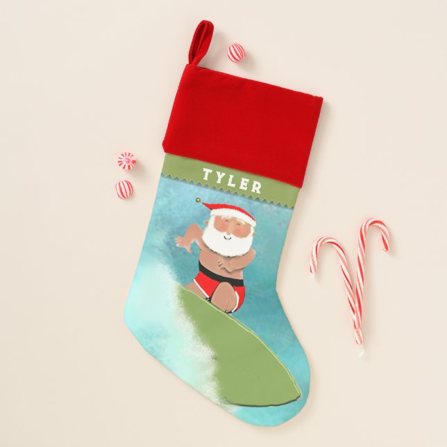 Personalized Surfing Surfer Christmas Stocking (Front)