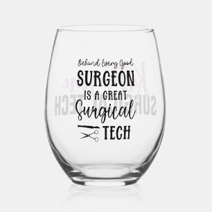 Personalized Surgical Tech   Surgical Technologist Stemless Wine Glass