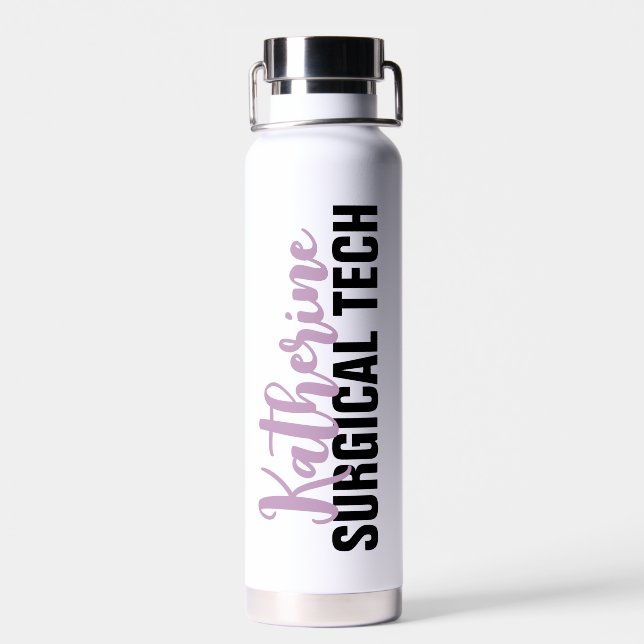Personalized Surgical Tech | Surgical Technologist Water Bottle (Back)