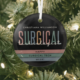 Personalized Surgical Technologist Week OR Tech Glass Ornament