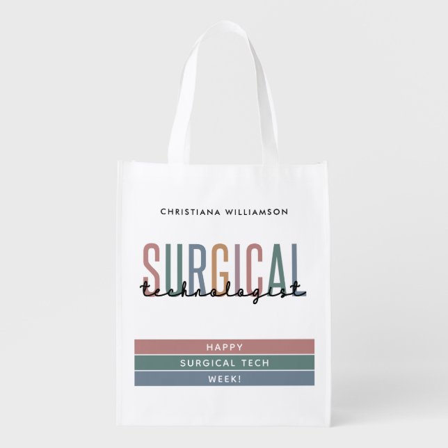 Personalized Surgical Technologist Week OR Tech Grocery Bag (Front)