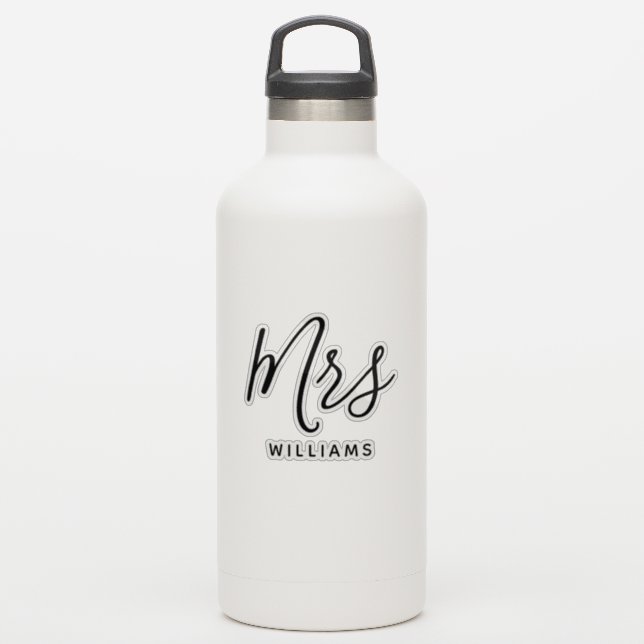Personalized Surname Bride to Be Mrs Vinyl Cut Out Sticker (Waterbottle)
