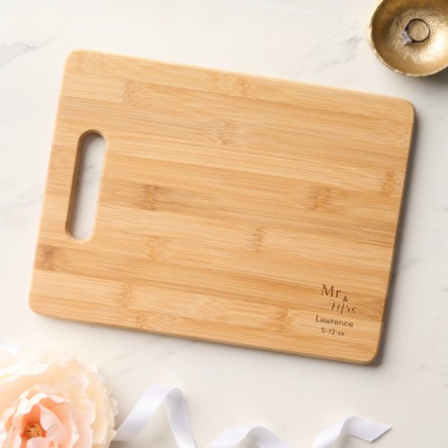 Personalized Surname Date Mr  Mrs Wedding Couple  Cutting Board