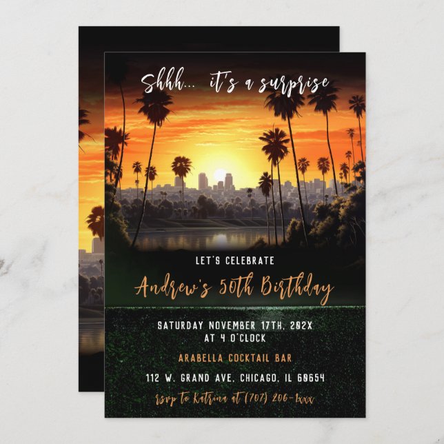 Personalized Surprise 50th Birthday For Men Invitation (Front/Back)