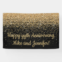 Personalized Surprise Anniversary Party Black Gold