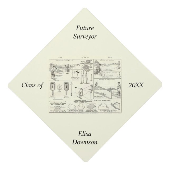 Personalized Surveyor Doctor Retro Graduation  Cap Topper (Front)