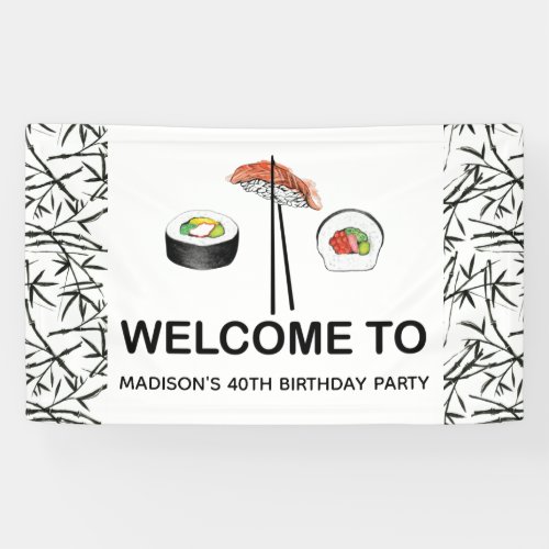 Personalized Sushi Birthday Banner