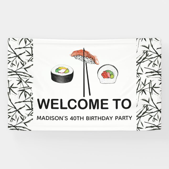 Personalized Sushi Birthday Banner (Horizontal)