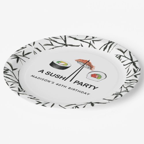 Personalized Sushi Birthday Modern Simple Paper Plates