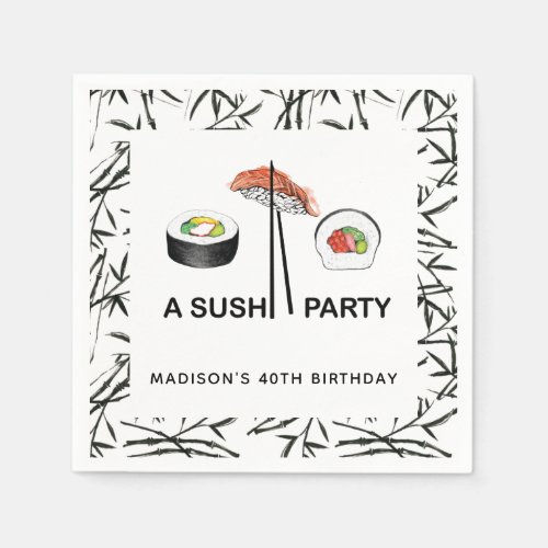 Personalized Sushi Birthday Napkins