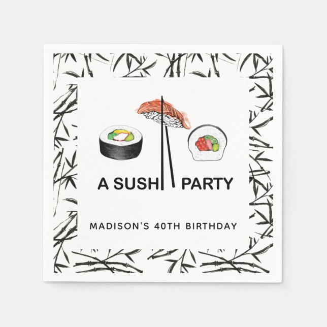 Personalized Sushi Birthday Napkins (Front)