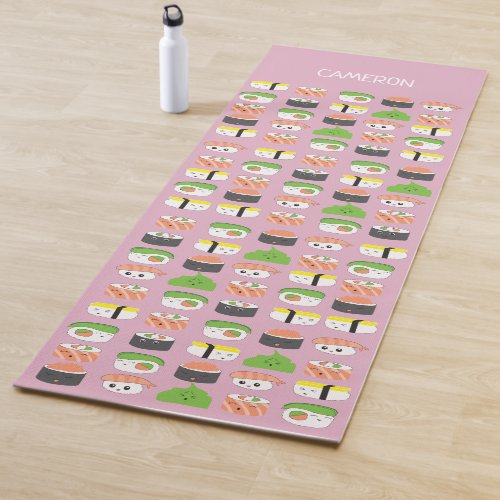 Personalized Sushi Roll Cute Illustration Yoga Mat