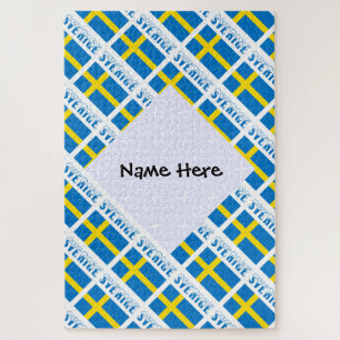 Personalized Sverige Flagge Tiled Jigsaw Puzzle