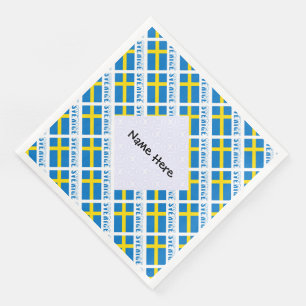 Personalized Sverige Flagge Tiled Paper Dinner Napkins