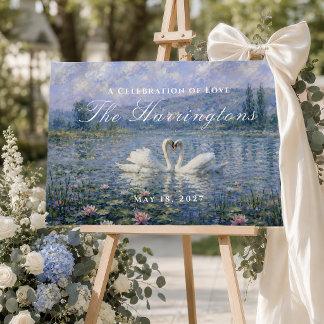 Personalized Swan Lake Wedding Welcome Sign