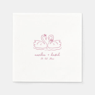 Personalized swan wedding cocktail  napkins