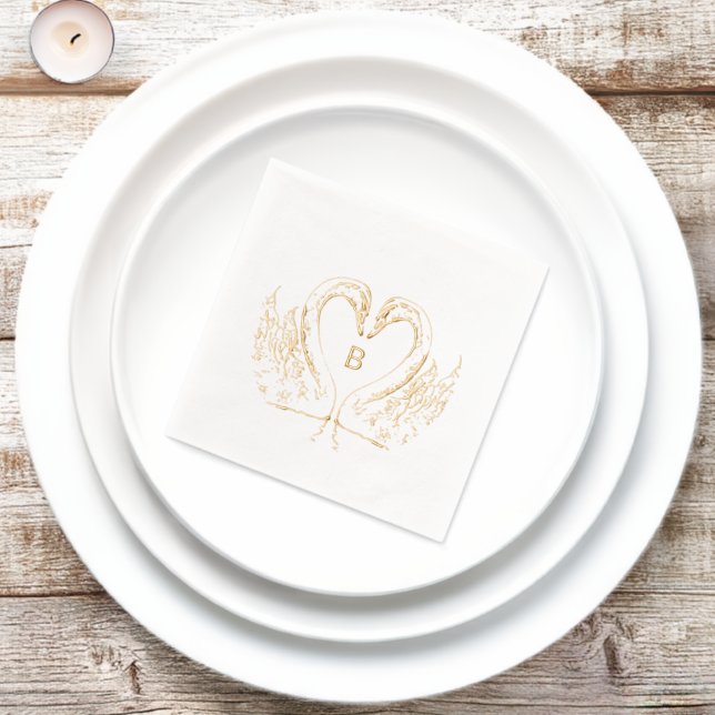 Personalized Swan Wedding Foil Napkins (Insitu)