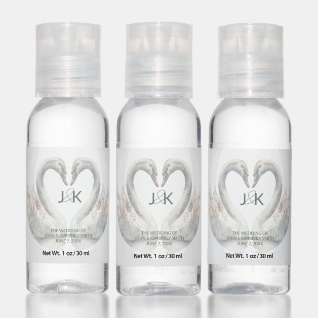 Personalized Swan Wedding Hand Sanitizer Favors (Set)