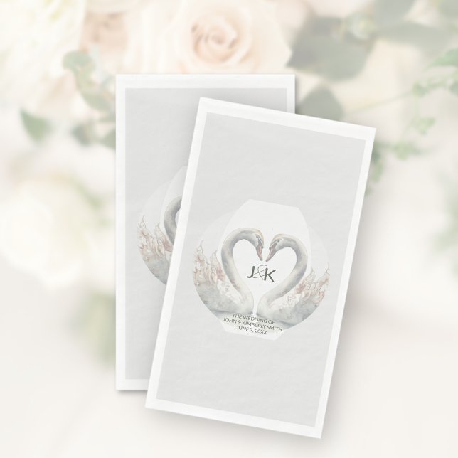 Personalized Swan Wedding Paper Napkins (Personalized Swan Wedding Paper Napkins)