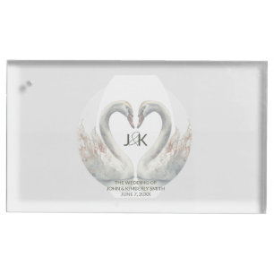 Personalized Swan Wedding Place Card Holder