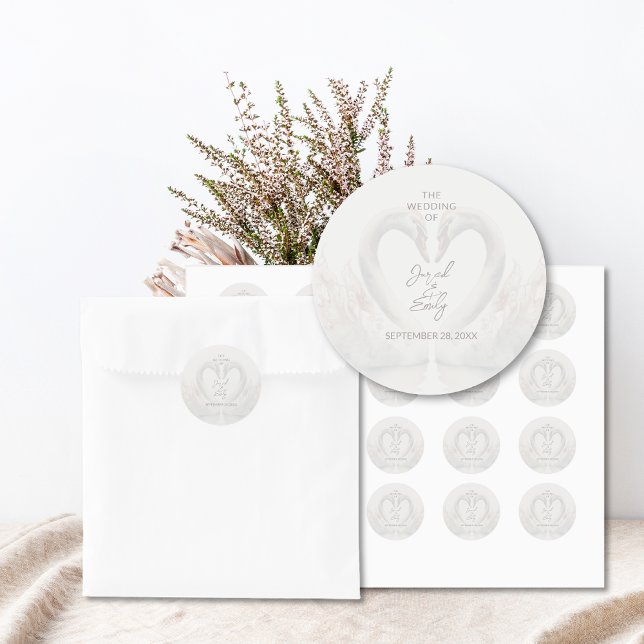 Personalized Swan Wedding Stickers (Personalized Swan Wedding Stickers)