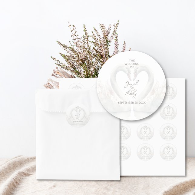 Personalized Swan Wedding Stickers (Personalized Swan Wedding Stickers)