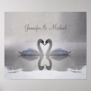 Personalized Swans in Love - Poster