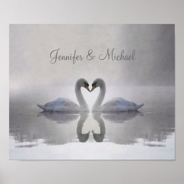 Personalized Swans in Love ~ Poster / Print (Front)