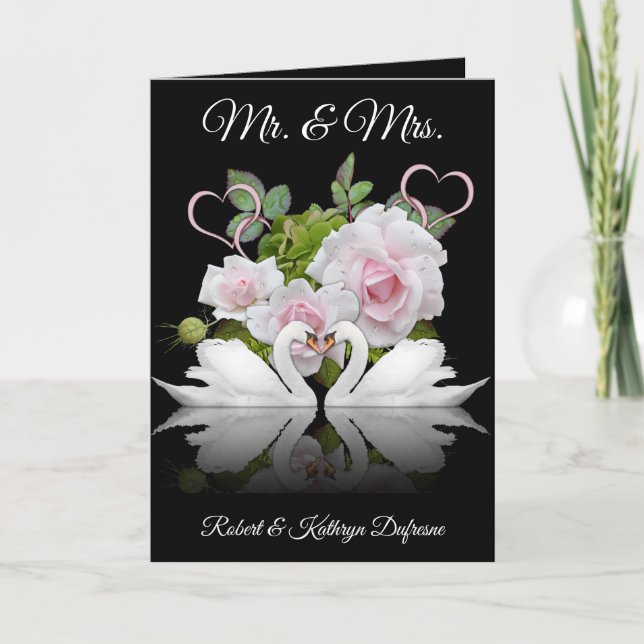 Personalized Swans Wedding/Anniversary Card (Front)