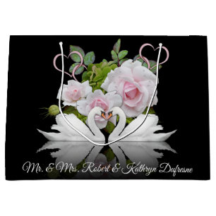 Personalized Swans Wedding/Anniversary Large Gift Bag