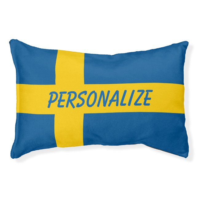Personalized Swedish flag dog bed for your pet (Front)