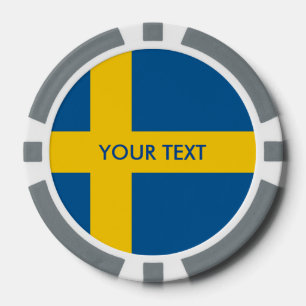 Personalized Swedish flag poker chips