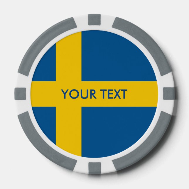 Personalized Swedish flag poker chips (Front)