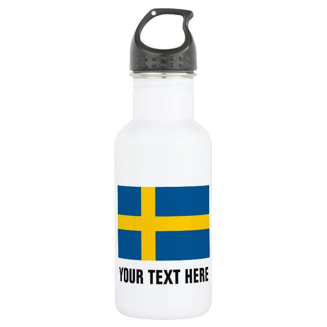 Personalized Swedish flag water bottles for Sweden (Front)