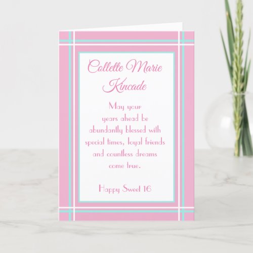 Personalized Sweet 16 birthday card
