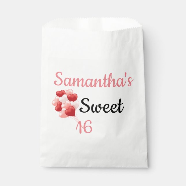 Personalized Sweet 16 Birthday Favor Bags (Front)