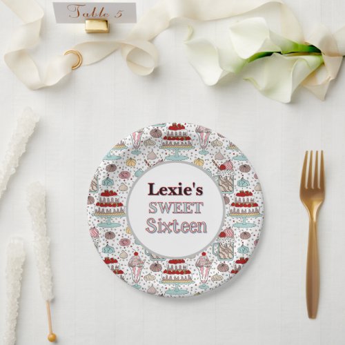 Personalized Sweet 16 Birthday Paper Plate