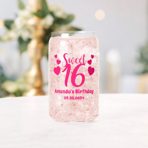 Personalized Sweet 16 Birthday Party Favors Can Glass
