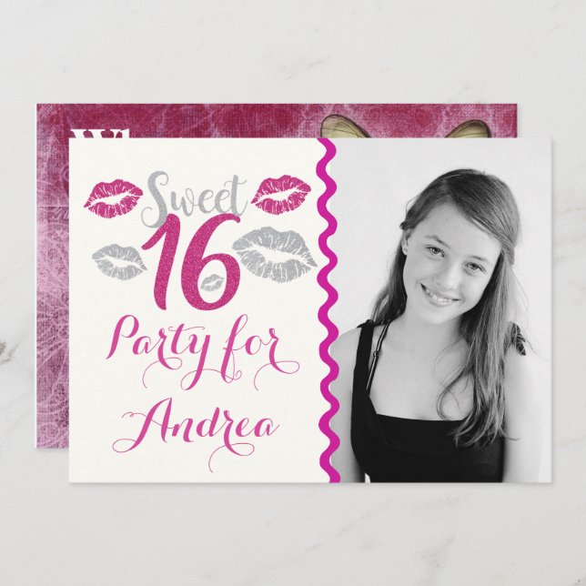 Personalized Sweet 16 Birthday Party Invitations (Front/Back)
