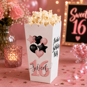 Personalized Sweet 16 Birthday Popcorn Favor Box