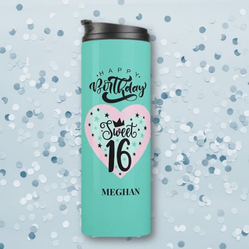 Personalized Sweet 16 Birthday  Thermal Tumbler