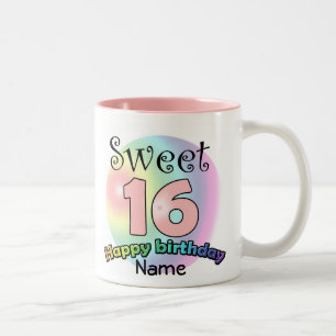 Personalized Sweet 16 Birthday with name Two-Tone Coffee Mug