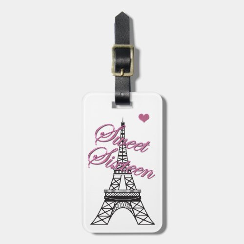 Personalized  Sweet 16 Eiffel Tower Luggage Tag