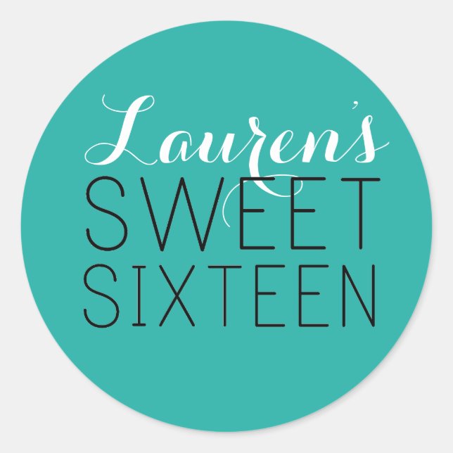 Personalized Sweet 16 Favor Stickers (Front)